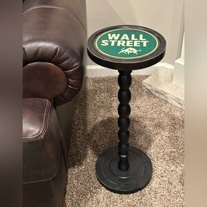 Wall Street Round Accent Table - Green Top, Black Base